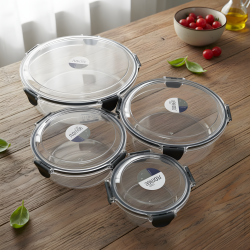 Acrylic Round Tupperware Set - 4 Pcs